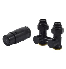 Комплект узла нижнего подкл SCHLOSSER прямой STANDARD 3/4" (Ral 9005) с термогол. М30х1,5, ниппеля 1/2"Х3/4"
