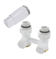 Комплект узла нижнего подкл SCHLOSSER прямой STANDARD 3/4" (белый) с термоголовкой М30х1,5, ниппеля 1/2"Х3/4"