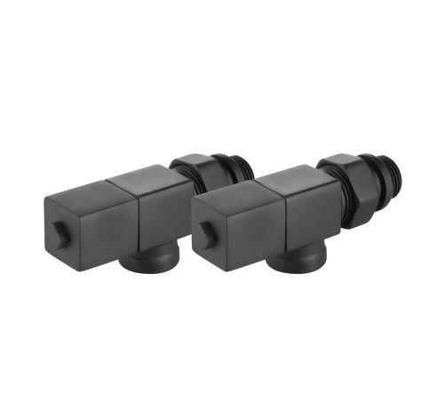 Набор дизайн-вентилей Royal Thermo CUBE, осевой (черный) 1/2"