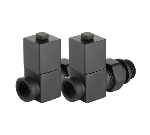 Набор дизайн-вентилей Royal Thermo CUBE, прямой (черный) 1/2"
