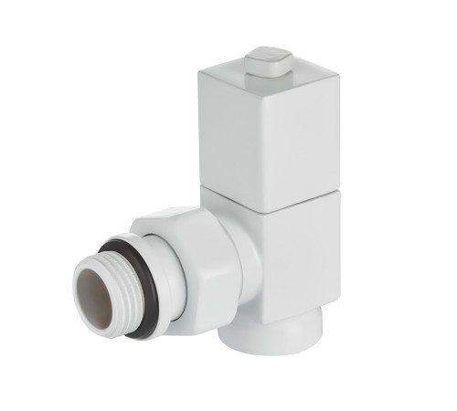 Набор дизайн-вентилей Royal Thermo CUBE, угловой (белый) 1/2"