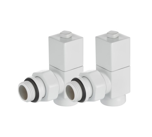 Набор дизайн-вентилей Royal Thermo CUBE, угловой (белый) 1/2"