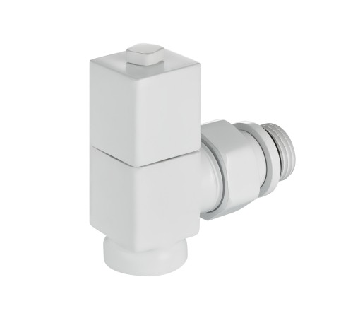 Набор дизайн-вентилей Royal Thermo CUBE, угловой (белый) 1/2"