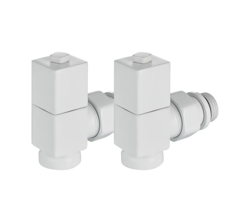 Набор дизайн-вентилей Royal Thermo CUBE, угловой (белый) 1/2"