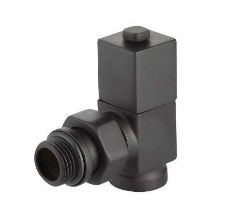 Набор дизайн-вентилей Royal Thermo CUBE, угловой (черный) 1/2"