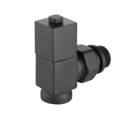 Набор дизайн-вентилей Royal Thermo CUBE, угловой (черный) 1/2"