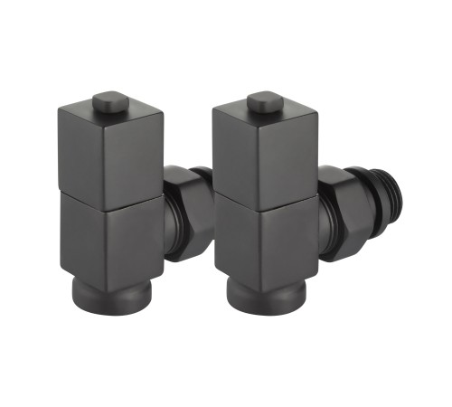 Набор дизайн-вентилей Royal Thermo CUBE, угловой (черный) 1/2"