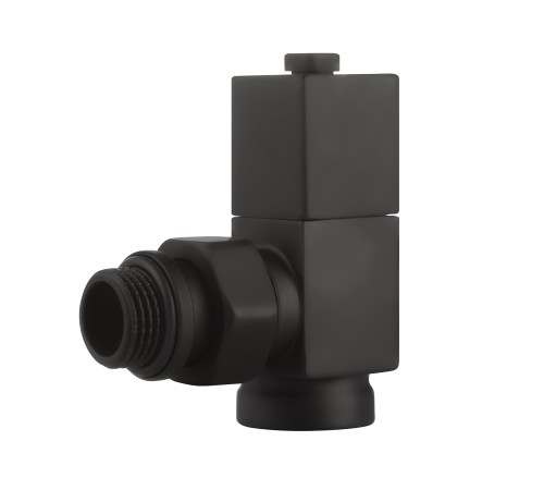 Набор дизайн-вентилей Royal Thermo CUBE, угловой (черный) 1/2"