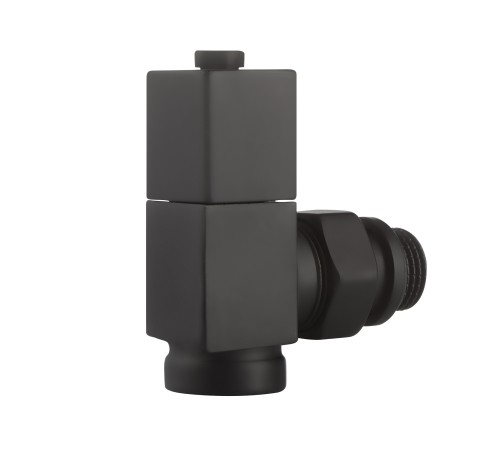 Набор дизайн-вентилей Royal Thermo CUBE, угловой (черный) 1/2"