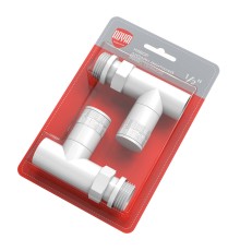 Набор дизайн-вентилей Royal Thermo PIANO, прямой (белый) 1/2"