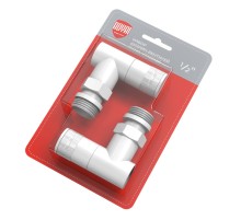 Набор дизайн-вентилей Royal Thermo PIANO, угловой (белый) 1/2"