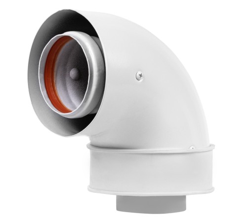 Отвод коаксиальный промежуточный Royal Thermo 60/100, 90 гр. M/M, подкл. через хомут