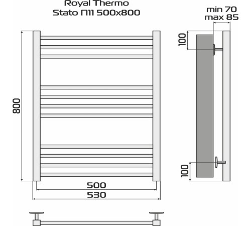 Полотенцесушитель Royal Thermo Statо П11 500х800 стальной