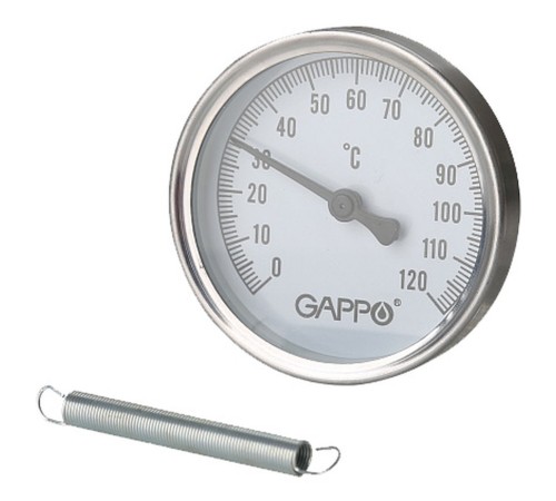 Термометр Gappo биметаллический накладной с пружиной 1"-2" x 0-120C