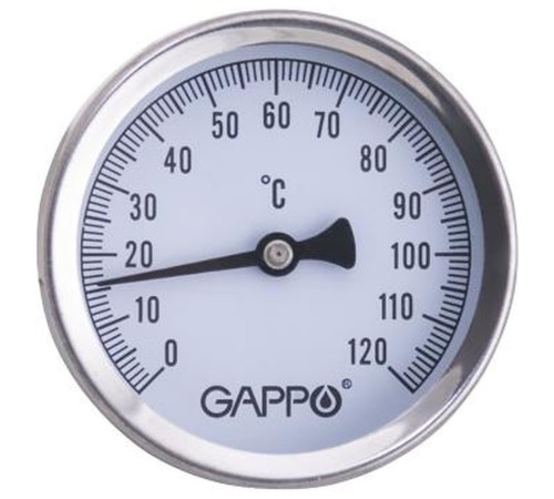 Термометр Gappo биметаллический накладной с пружиной 1"-2" x 0-120C
