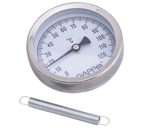 Термометр Gappo биметаллический накладной с пружиной 1"-2" x 0-120C