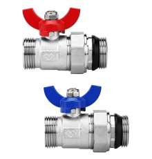 Кран шаровой VARMEGA, НР 1"x1", с разъемным соединением, для коллектор. групп, комплект_2 шт