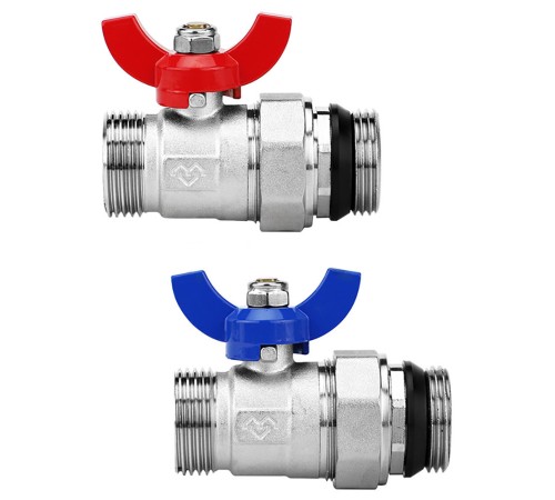 Кран шаровой VARMEGA, НР 1"x1", с разъемным соединением, для коллектор. групп, комплект_2 шт