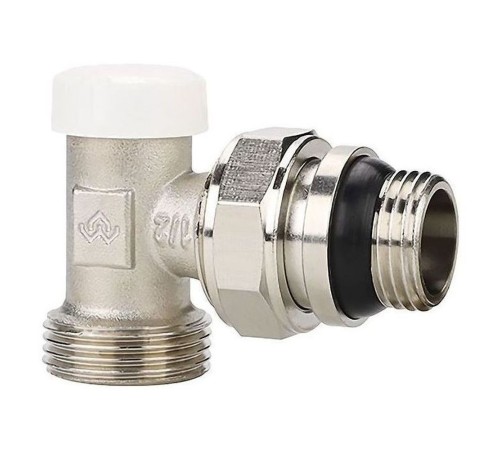 Клапан радиаторный VARMEGA 1/2" x 3/4"EK запорный, угловой с самоуплотняющимся полусгоном VM10212