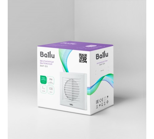 Вентилятор вытяжной Ballu BAF-EX 100 G с грав. жалюзи