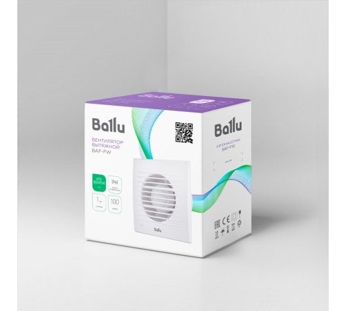 Вентилятор вытяжной Ballu BAF-FW 100 N с антимоскитной сеткой