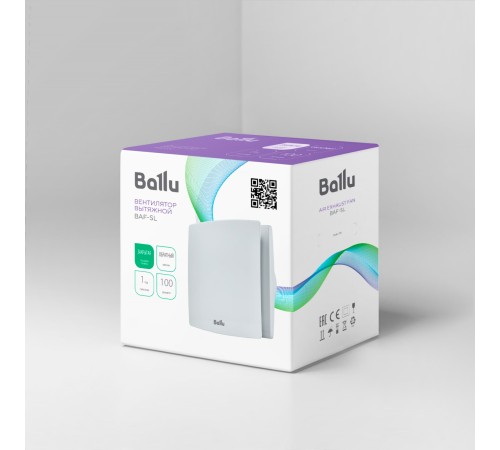 Вентилятор вытяжной Ballu BAF-SL 100 V с обратным клапаном