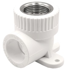 Угольник THERMOLIGHT комбинированный PP-R ВР с креплением 25х3/4" белый (10/80)