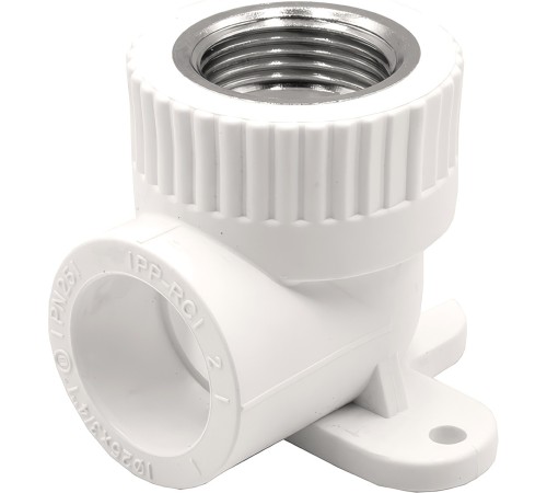 Угольник THERMOLIGHT комбинированный PP-R ВР с креплением 25х3/4" белый (10/80)