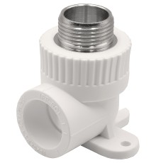 Угольник THERMOLIGHT комбинированный PP-R НР с креплением 25х3/4" белый (10/80)