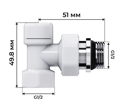 Набор термостатический осевой Royal Thermo Design 1/2"М30х1,5 (Белый)