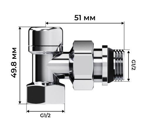 Набор термостатический осевой Royal Thermo Design 1/2"М30х1,5 (Хром)