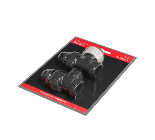 Набор термостатический прямой Royal Thermo Design 1/2"М30х1,5 (Черный)