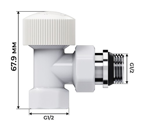 Набор термостатический угловой Royal Thermo Design 1/2"М30х1,5 (Белый)
