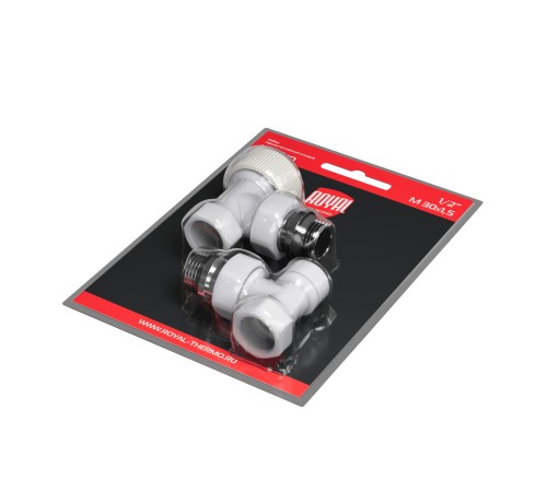 Набор термостатический угловой Royal Thermo Design 1/2"М30х1,5 (Белый)