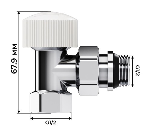 Набор термостатический угловой Royal Thermo Design 1/2"М30х1,5 (Хром)