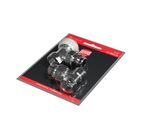 Набор термостатический угловой Royal Thermo Design 1/2"М30х1,5 (Хром)