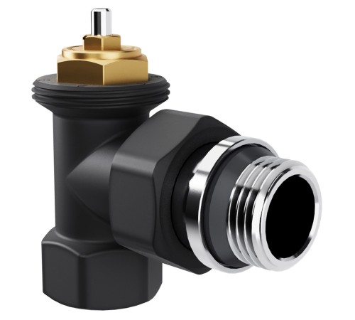 Набор термостатический угловой Royal Thermo Design 1/2"М30х1,5 (Черный)