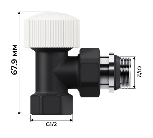 Набор термостатический угловой Royal Thermo Design 1/2"М30х1,5 (Черный)