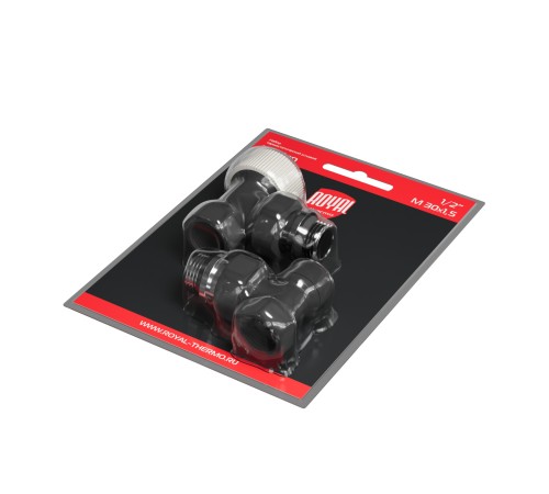 Набор термостатический угловой Royal Thermo Design 1/2"М30х1,5 (Черный)