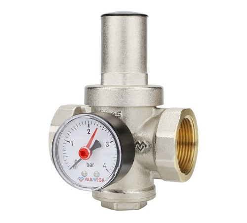Редуктор давления VARMEGA 1", PN25, поршневой, с присоединением к манометру, VM12703