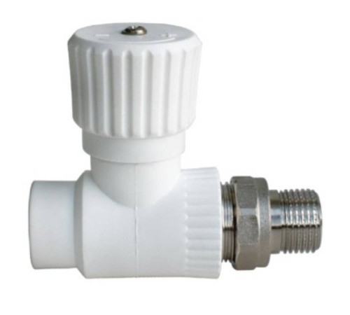 Вентиль Lammin PPR радиат. прям. 20 х 1/2" 50/10, белый