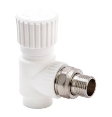 Вентиль Lammin PPR радиат. угл. 20 х 1/2" 100/10, белый