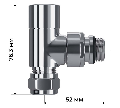 Набор термостатический трехосевой Royal Thermo Design Pro 15мм М30х1,5 (Хром)