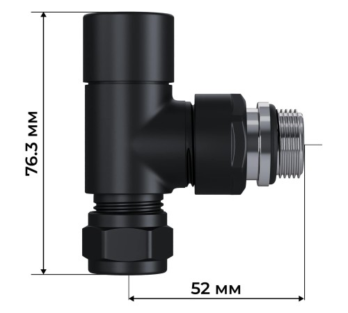 Набор термостатический трехосевой Royal Thermo Design Pro 15мм М30х1,5 (Черный)