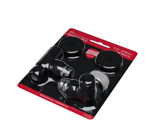 Набор термостатический трехосевой Royal Thermo Design Pro 15мм М30х1,5 (Черный)