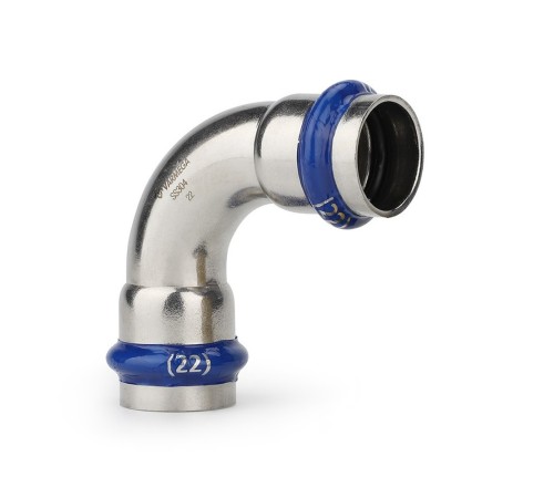Угольник VARMEGA 90гр. двухраструбный Inox Press 28x28