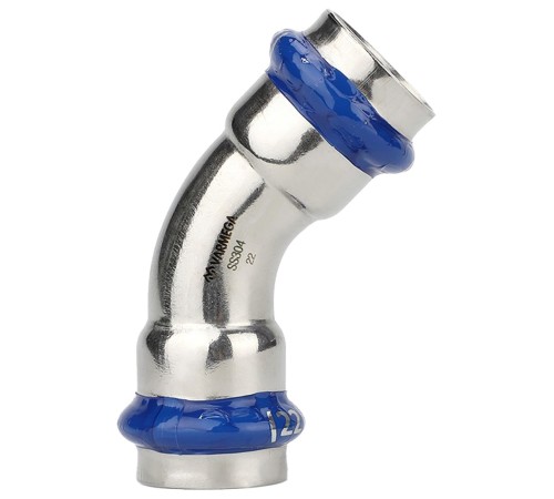 Угольник VARMEGA 45гр. двухраструбный Inox Press 35x35
