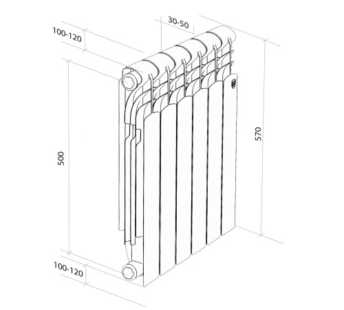 Радиатор алюминиевый Royal Thermo Revolution A 500 - 10 секц.