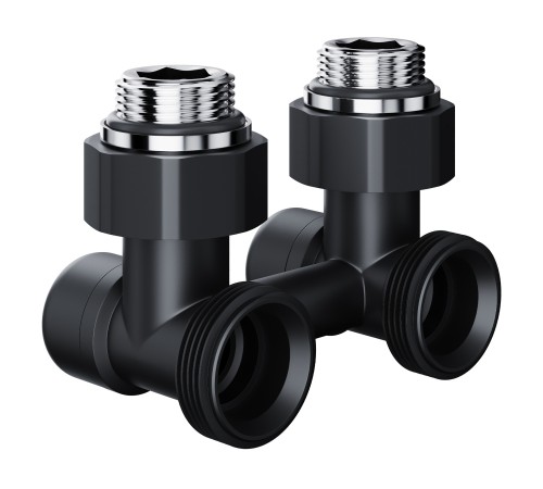 Узел нижнего подключения Royal Thermo Design угловой 1/2"х3/4" EK (черный)