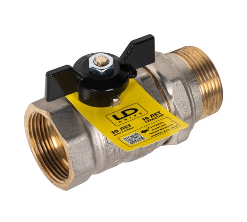 Кран шаровой латунный LD 47.32.В-ГШ.Б Ду 32 Ру 25 (бабочка с бир.)